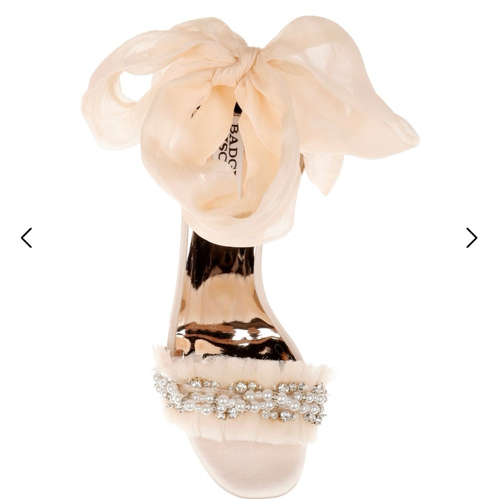 Badgley Mischka Pearl Embellished Heels in Cream